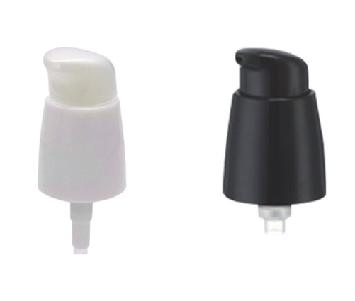 20/410 single - layer powder pump, available in white and black, ideal for bulk cosmetic powder product packaging.