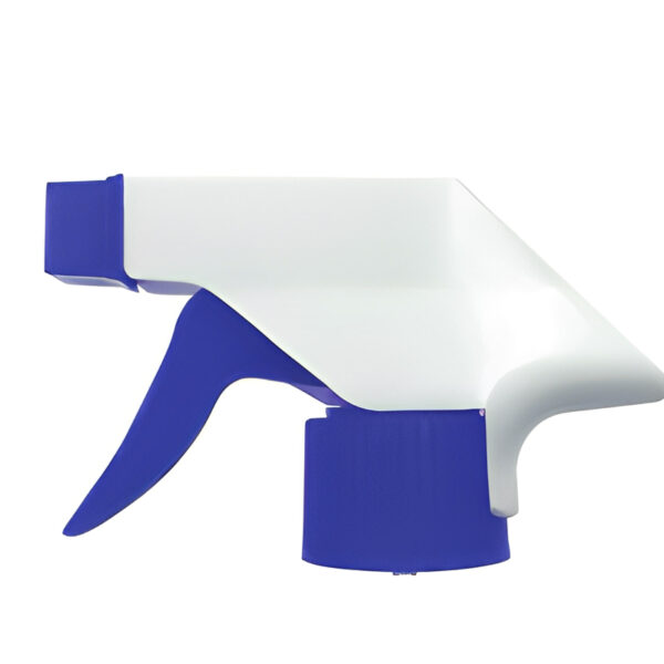 blue and white trigger spray nozzle, ideal for household cleaning and garden spraying tasks, durable plastic construction