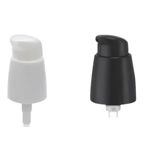 20/410 single - layer powder pump, available in white and black, ideal for bulk cosmetic powder product packaging.